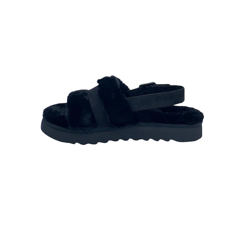 Koolaburra by UGG Adjustable Slide Sandals Fuzz'd Out Black - Medium - Picture 2 of 5